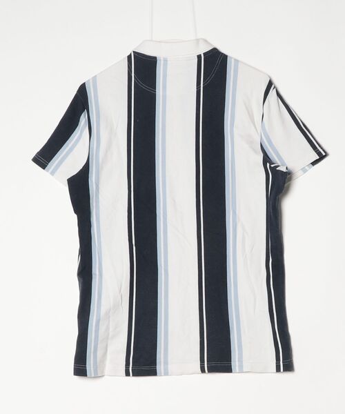 「Hollister」 ストライプ柄半袖ポロシャツ S ネイビー メンズ_画像2