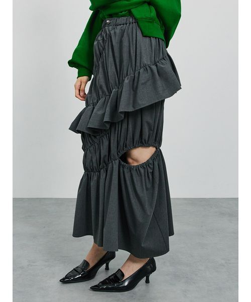 「SORIN」 ロングスカート 38 ダークグレー レディース_画像2