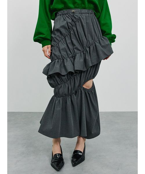「SORIN」 ロングスカート 38 ダークグレー レディース_画像3