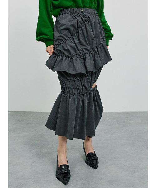 「SORIN」 ロングスカート 38 ダークグレー レディース_画像5