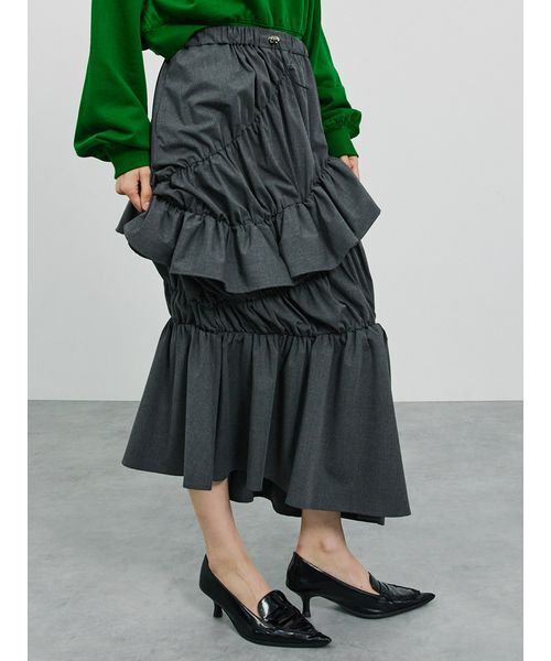 「SORIN」 ロングスカート 38 ダークグレー レディース_画像6
