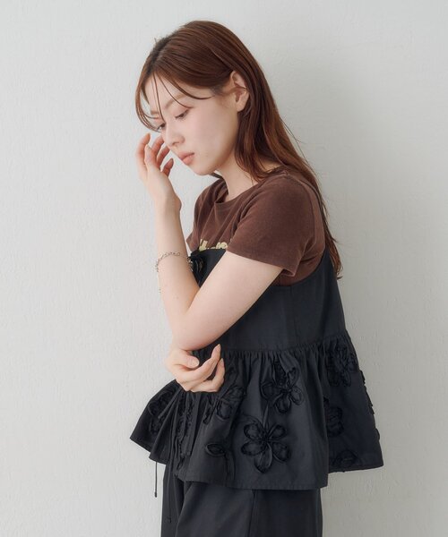 【タグ付き】オーブ刺繍タンクトップサイズ０２ Kastane（カスタネ） タンクトップ ノースリーブ SETUPステッチ刺繍