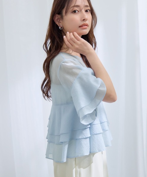 COHINA（コヒナ） ブラウス シャツ 半袖 ハーフスリーブティアード