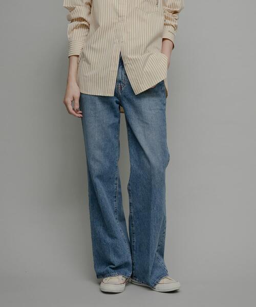 「NEEDBY heritage」 ブーツカットデニムパンツ 24 ブルー レディース_画像3
