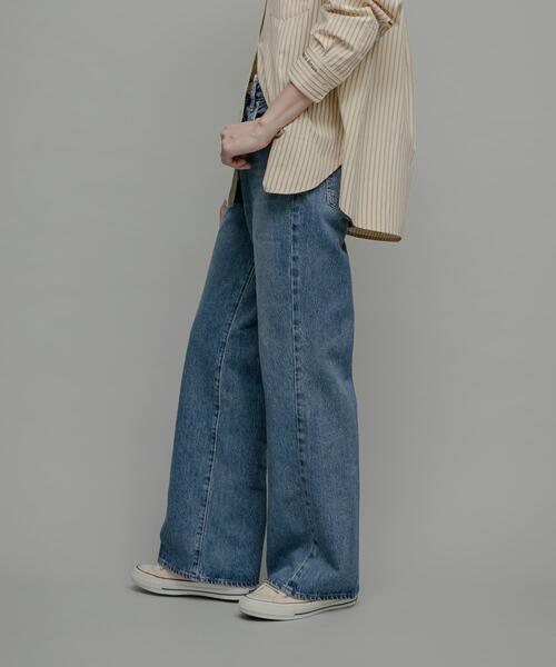 「NEEDBY heritage」 ブーツカットデニムパンツ 24 ブルー レディース_画像4