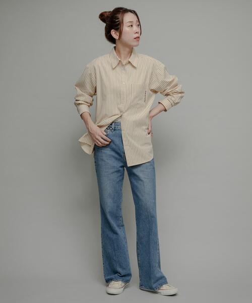 「NEEDBY heritage」 ブーツカットデニムパンツ 24 ブルー レディース_画像7