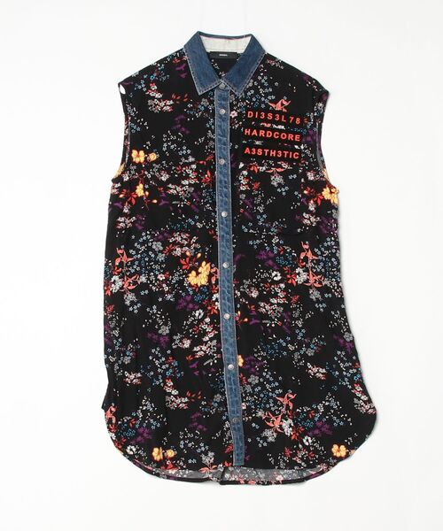 DIESEL（ディーゼル） シャツワンピース X-SMALL ブラック レディース
