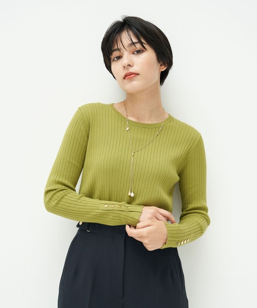 最新品通販 ニット - 通販 - PayPayモール 袖ボタンクルーネックリブニット ZOZOTOWN PayPayモール店 赤字超特価