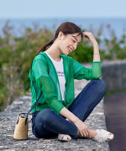 Tiaclasse カーディガン 「洗える」シアーショートカーディガン