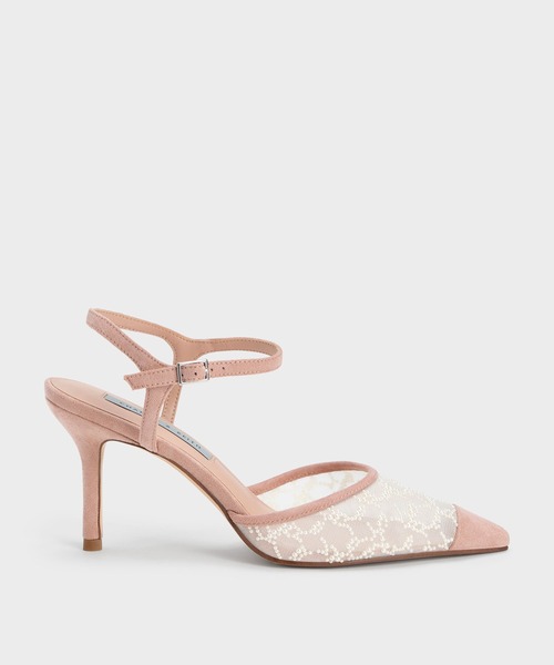 CHARLES & KEITH ビーズド メッシュテクスチャーパンプス CHARLES ＆ KEITH パンプス ビーズド メッシュテクスチャー
