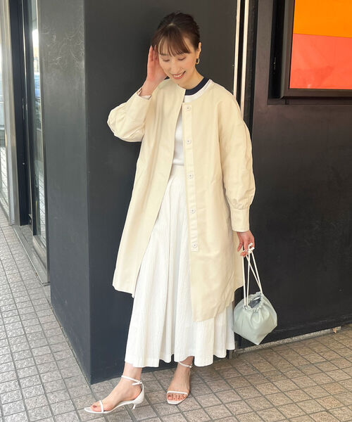 ■ NOLLE'S 新品未使用 ノーカラーコート セール】グログランノーカラーコート（ノーカラーコート