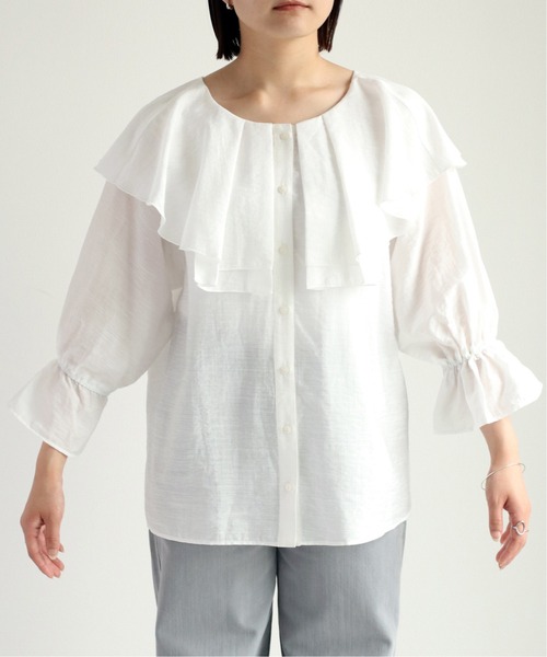 Deuxieme Classe CELERI ロングスリーブフリルブラウス 新品◇Deuxieme Classe CELERI ロングスリーブフリルブラウス 【公式通販】
