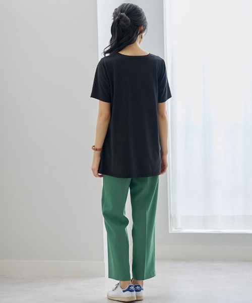 【海外 正規品】 BELLUNA PLUS チュニック 美人顔シルエットプリント綿混 トップス