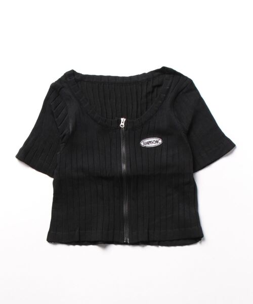 SHEENA（シーナ） tシャツ フロントZIPショート丈ニットトップス