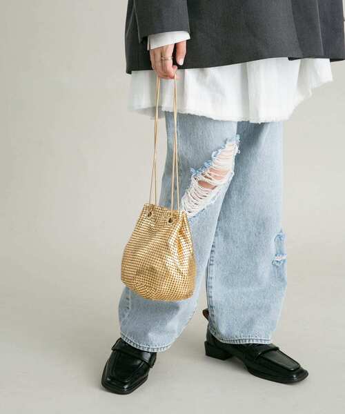 KBF ショルダーバッグ バッグ メタリックビーズBAG レディース