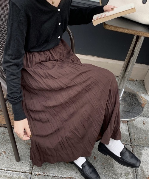 gossip!ロサンゼルス スカート リンクル加工 ロングスカート