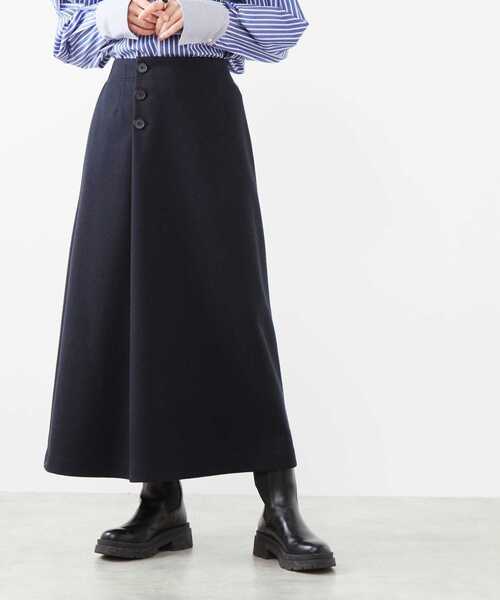 soffitto スカート アンゴラ混フラノフリースAラインスカート  