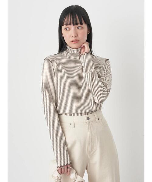 earth music&ecology tシャツ Tシャツ シアーボーダータートルネック  