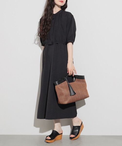 BEAMS HEARTノースリーブドレス BEAMS HEART ワンピース ノースリーブ 切替 フレアワンピース