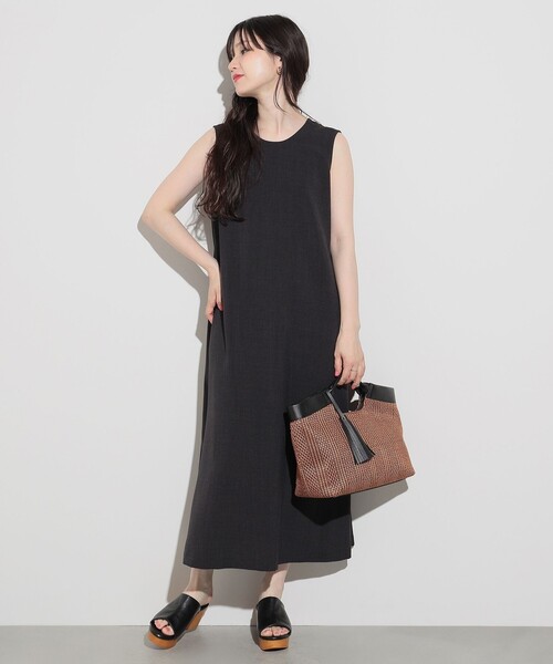 BEAMS HEARTノースリーブドレス BEAMS HEART ワンピース ノースリーブ 切替 フレアワンピース