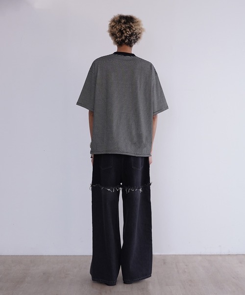 Healthknit tシャツ NARROW BORDER JERSEY S/S ドローコード