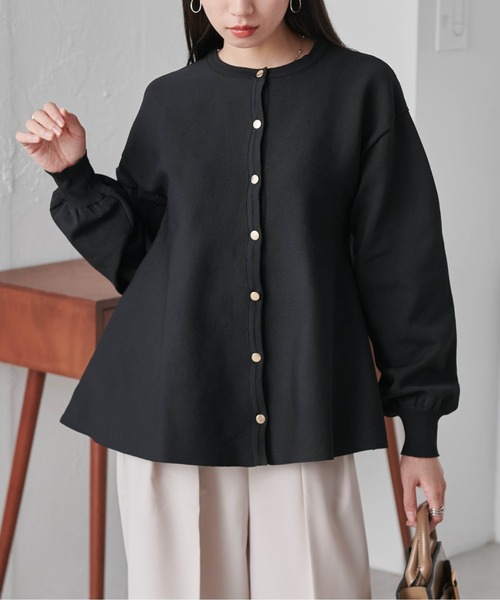 RANAN（ラナン） カーディガン ペプラムエコポリニットカーデ