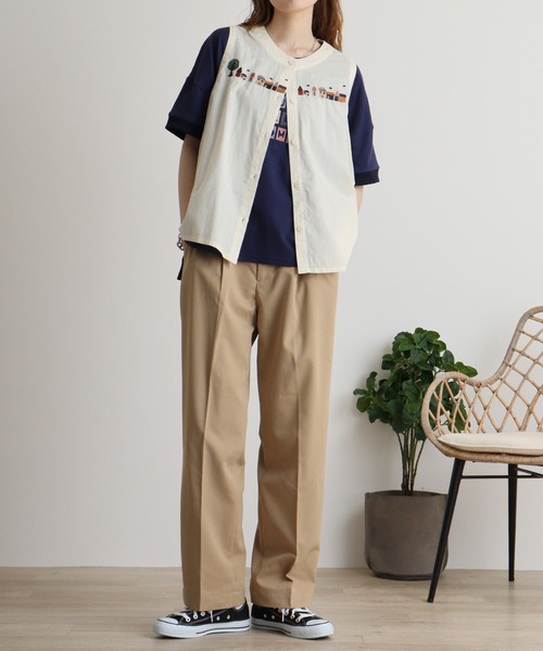 Emago ベスト ジレ EMAGO 街刺繍ベスト レディース : ZOZOTOWN