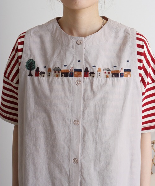 ベスト ジレ EMAGO 街刺繍ベスト レディース Emago ベスト ジレ EMAGO 街刺繍ベスト レディース : ZOZOTOWN