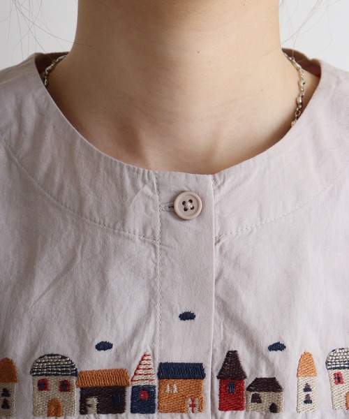Emago ベスト ジレ EMAGO 街刺繍ベスト レディース : ZOZOTOWN