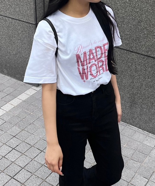 fiere tシャツ 英字デザイン半袖Tシャツ レディース : ZOZOTOWN