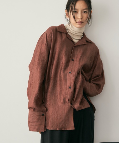 レディース　シャツ　ブラウス　ウール混 zzftsa6114-m.jpg