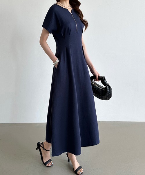 COCOMOMO ワンピース 前後2wayで楽しめる ウエストタックワンピース