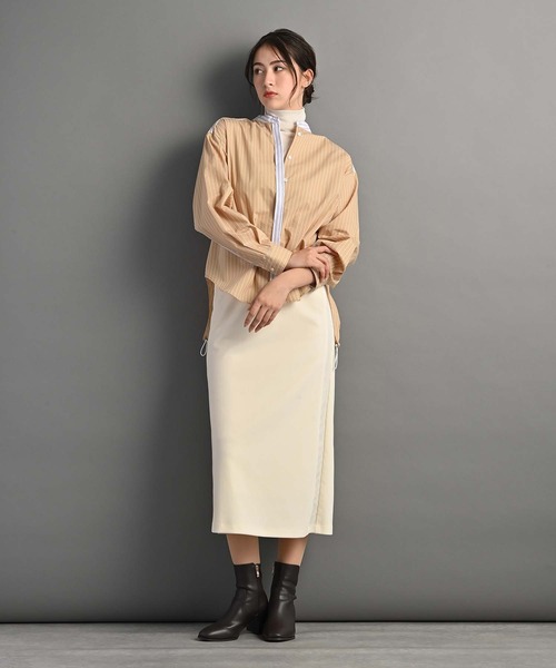 ブラウス シャツ ストライプMIXバックドロストシャツ レディース Anside ブラウス シャツ ストライプMIXバックドロストシャツ