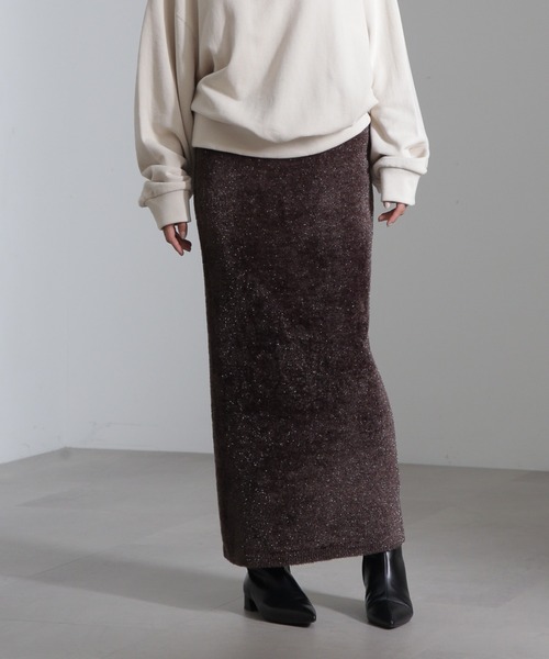 NANO universe（ナノ・ユニバース） スカート ラメシャギーニット