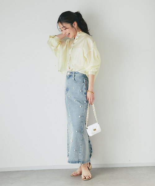 La boutique Bonbon スカート 「3サイズ展開あり・新色登場！」パール 