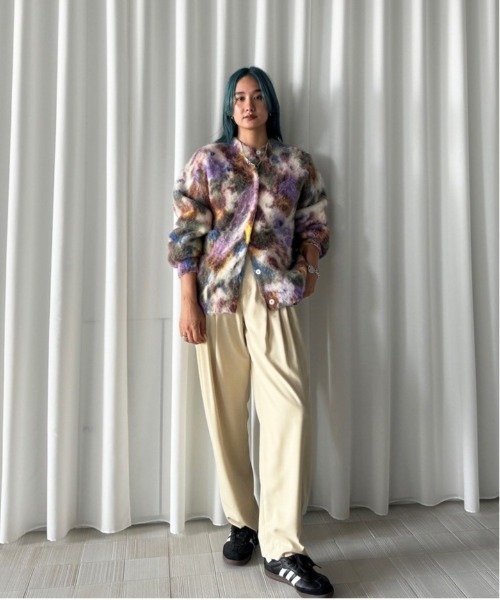 新品！タグ付き！Ameri◆LAYERED KNIT CARDIGAN TOP Ameri（アメリ） カーディガン UND TEXTURE ART FLOWER KNIT CARDIGAN