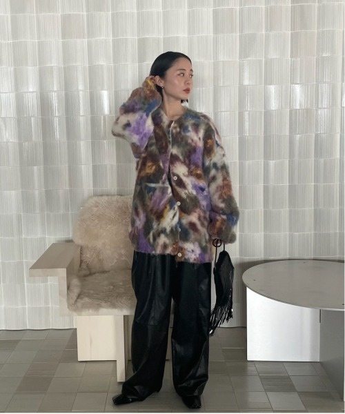 Ameri（アメリ） カーディガン UND TEXTURE ART FLOWER KNIT CARDIGAN