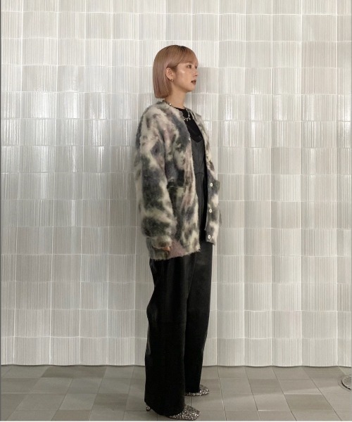 Ameri（アメリ） カーディガン UND TEXTURE ART FLOWER KNIT CARDIGAN