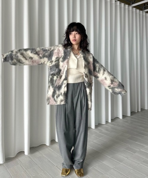 Ameri（アメリ） カーディガン UND TEXTURE ART FLOWER KNIT CARDIGAN