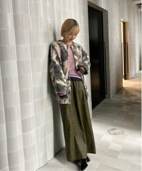 Ameri（アメリ） カーディガン UND TEXTURE ART FLOWER KNIT CARDIGAN 