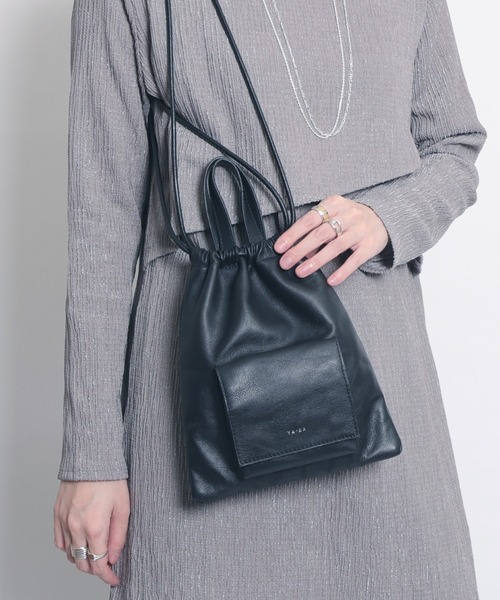 YArKA ハンドバッグ 「YArKA/ヤーカ」 real leather drawstring