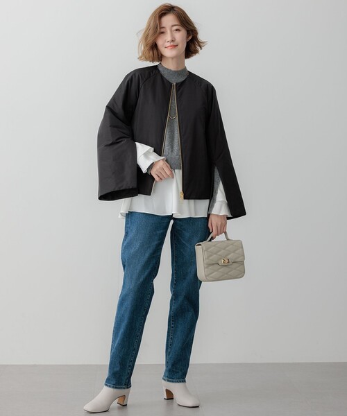 ニット セーター 「23区×Oggiコラボ」フレアサテンコンビ ラメニット