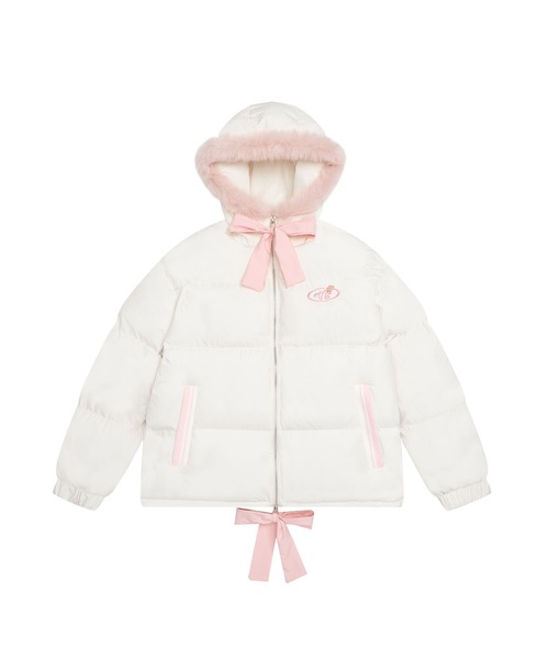 ダウンコート ダウンジャケット 「HOOK」for girls リボン付き中綿