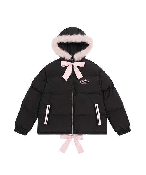 ダウンコート ダウンジャケット 「HOOK」for girls リボン付き中綿