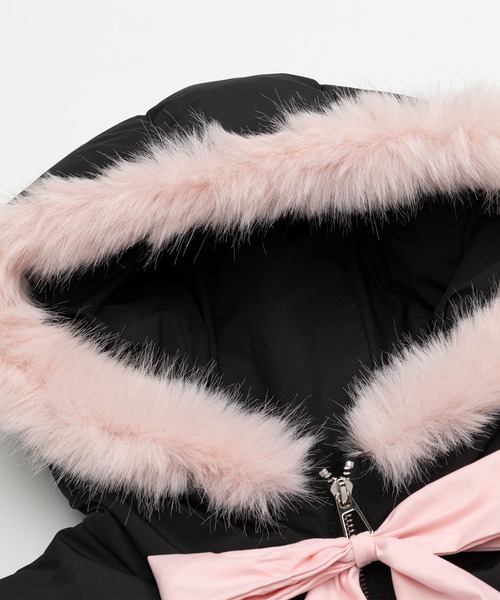 ダウンコート ダウンジャケット 「HOOK」for girls リボン付き中綿