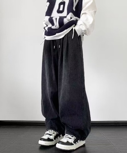 link lot ワイドパンツ ジーンズ ルーズシルエットカーブデニム