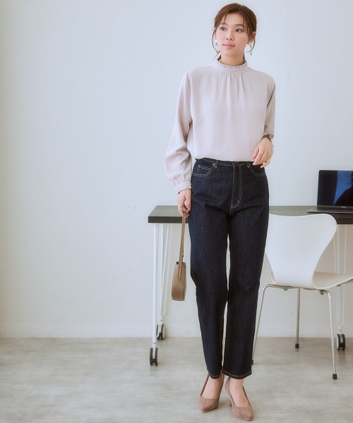 7days Life Styling ブラウス シャツ ストレッチパウダーサテン2WAY