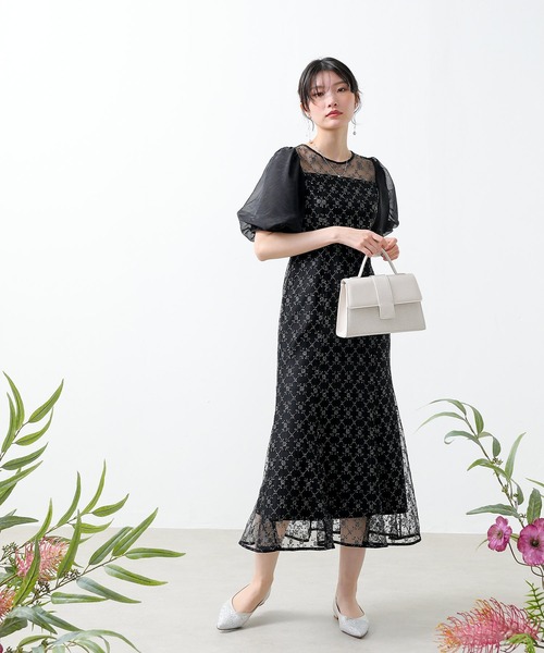 kana カナ バックリボンギャザースリーブワンピース M 結婚式 二次会 Kana（カナ）の「総レース バックリボン ワンピース パーティー