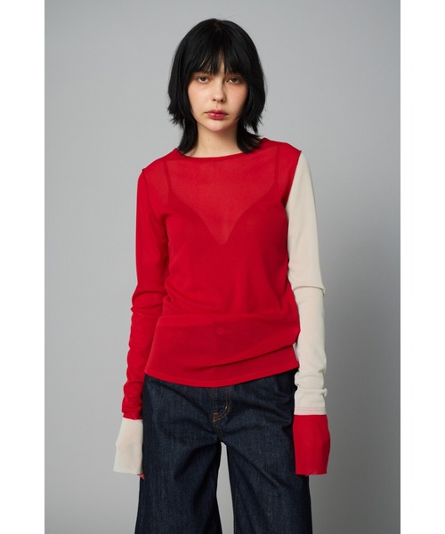 HeRIN.CYE tシャツ Crew neck mesh inner tops クルーネック