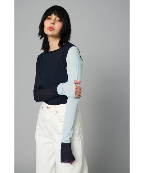 Crew neck mesh inner tops クルーネックメッシュインナー